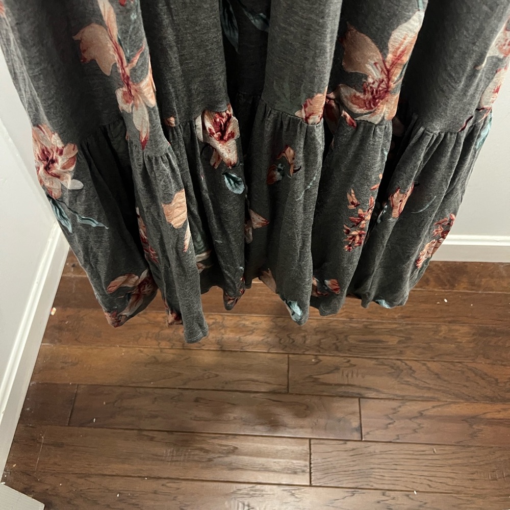 Torrid Gray Floral Long Sleeve Dress - Picture 6 of 7